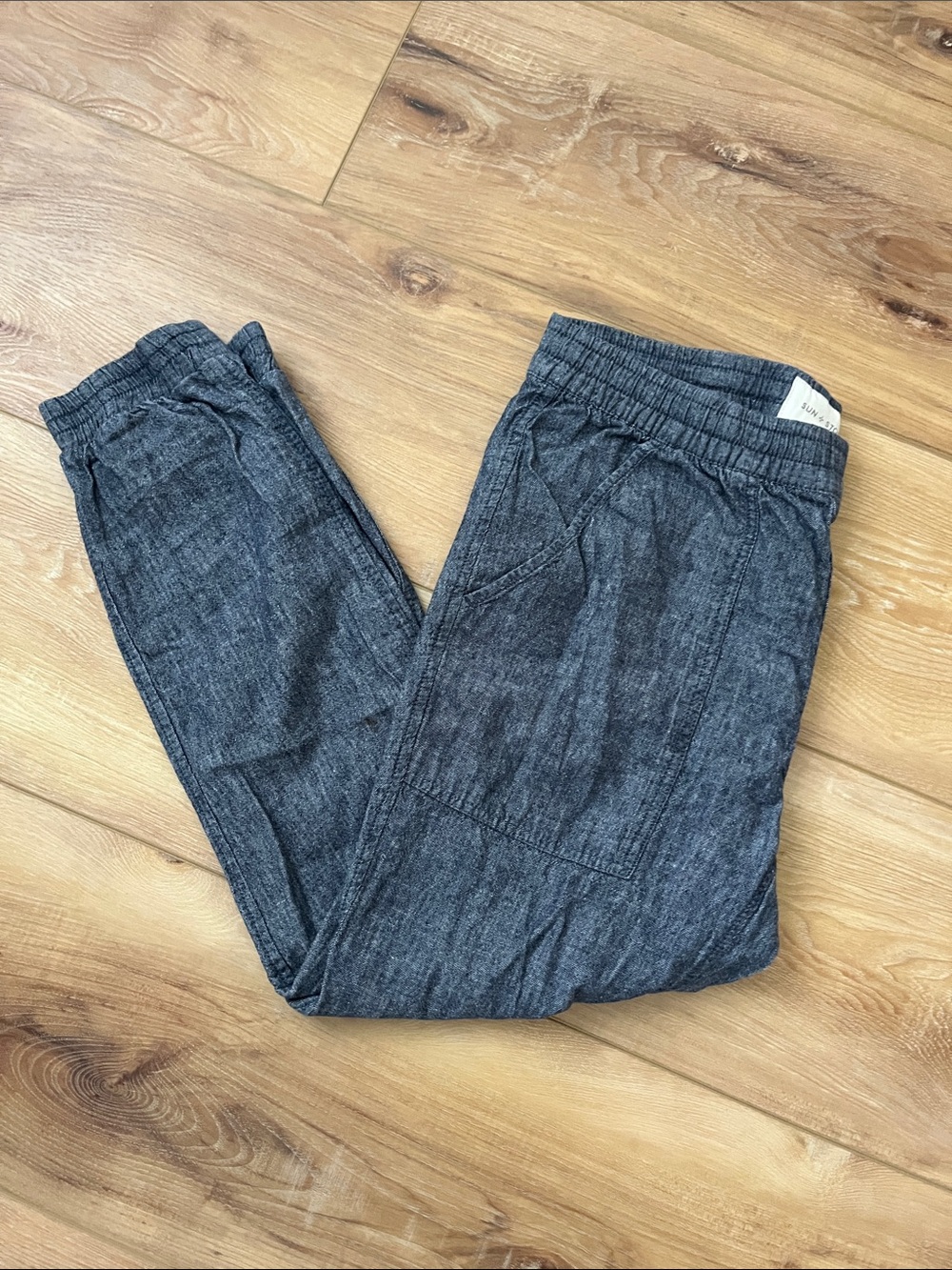 Faux Denim Jogger Pants with Elastic Waist